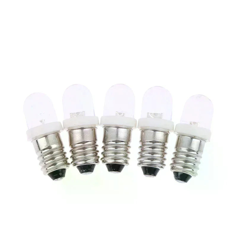 5-Pack E10 LED Screw Bulbs DC 3V–24V | Indicator Signal Light LED Indicator Bulb QXL