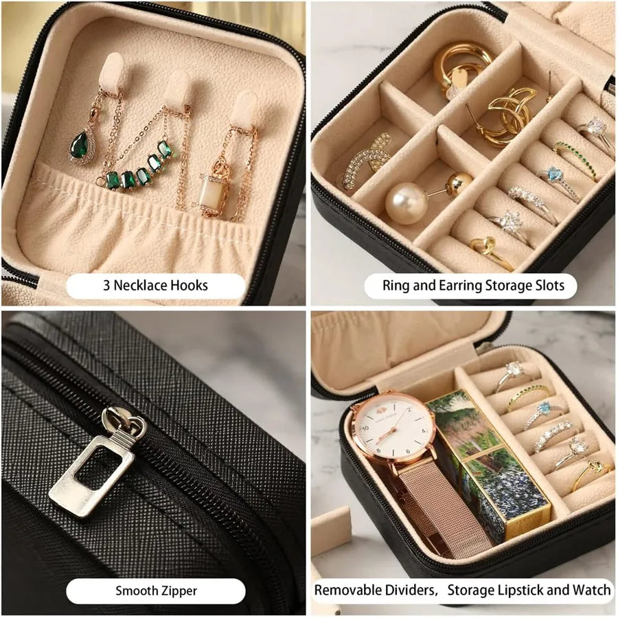 Portable Mini Travel Jewelry Box for Rings, Earrings & Necklaces Travel Jewelry Box QXL