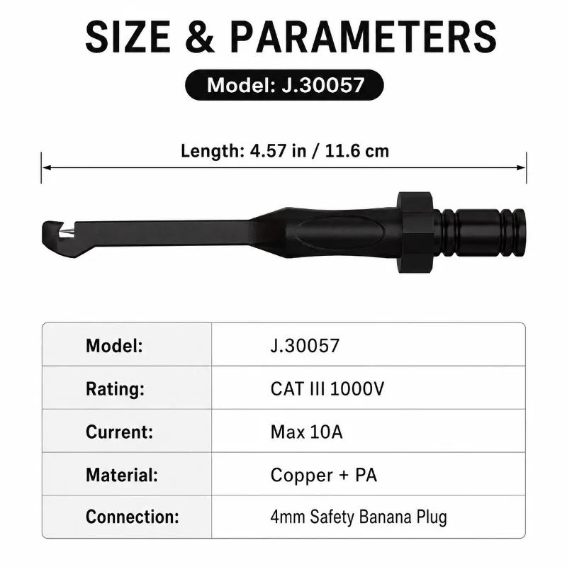 Wire Piercing Test Hook Probe 4mm Banana Plug CAT III 1000V Test Hook Probe QXL