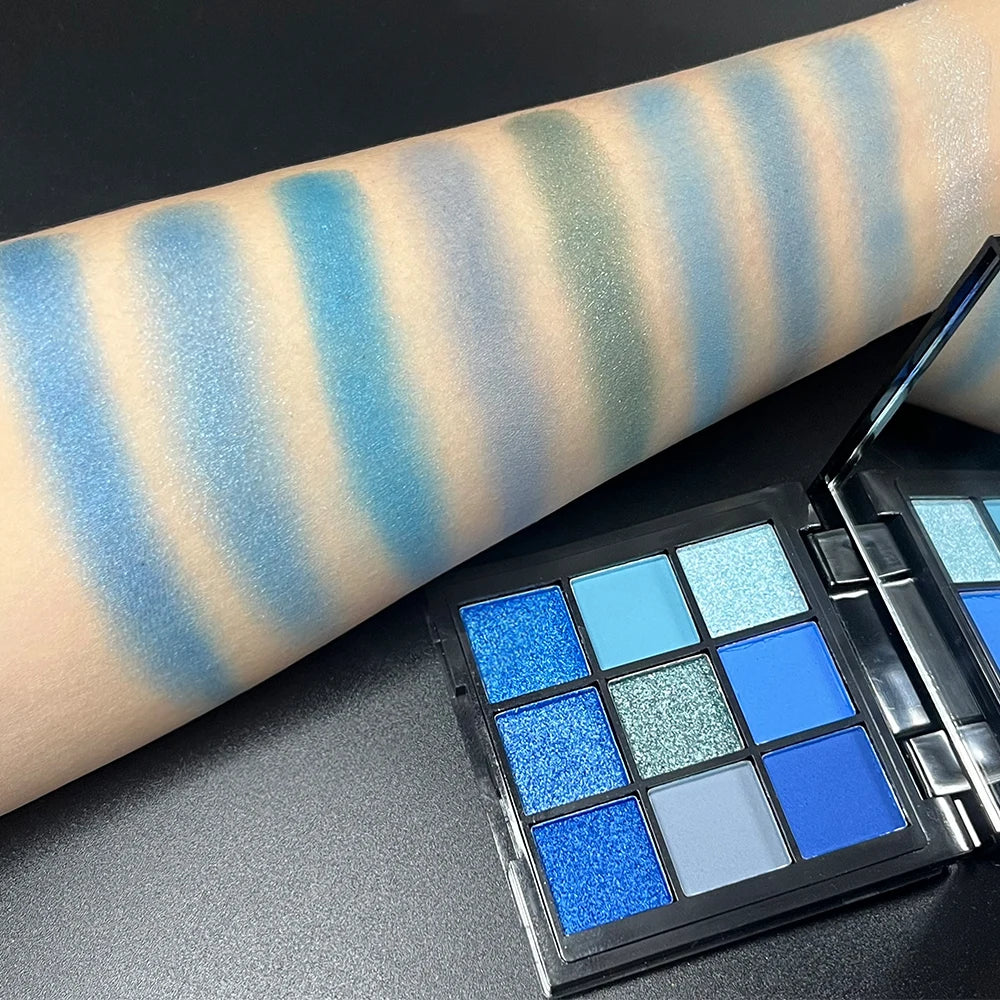 VERONNI 9-Color Blue Eyeshadow Palette | Matte Glitter Shimmer Eyeshadow Palette QXL