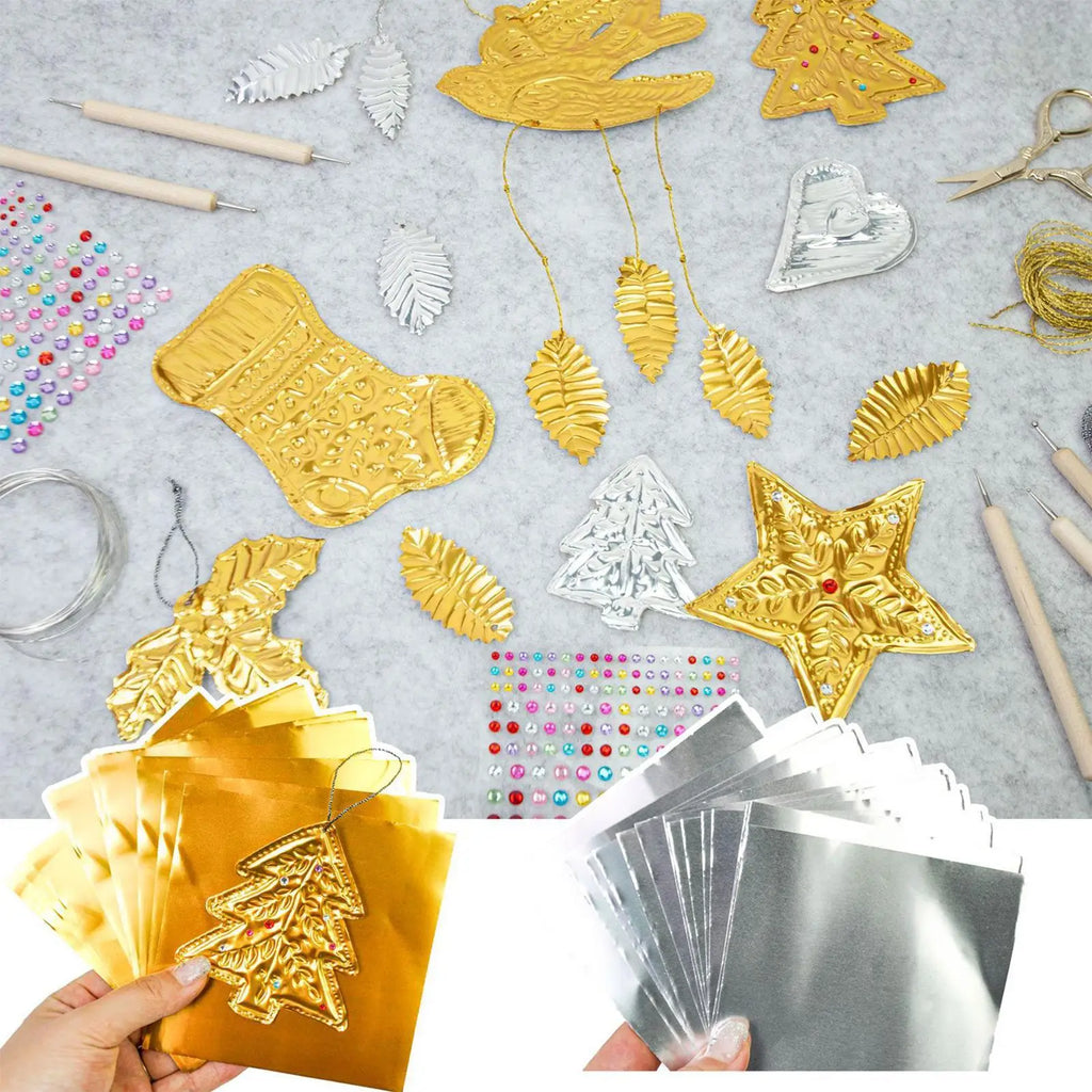Foil Paper Craft Kit – Gold & Silver Christmas Engraving Art Foil Art Craft Kit QXL