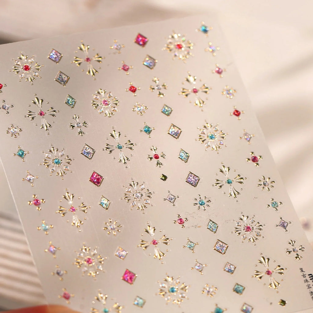 NAILFYOU 5D Nail Art Stickers | Retro Gemstone Snowflake Decals Nail Art Stickers QXL