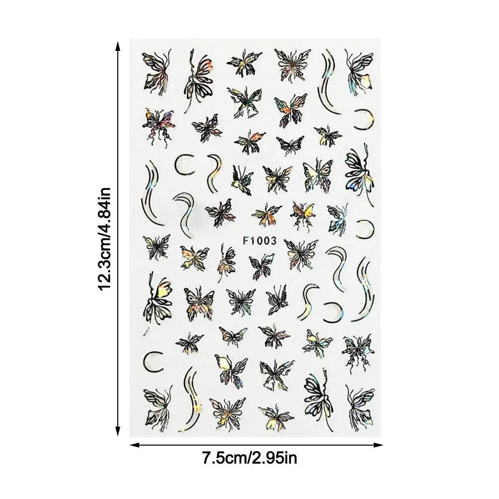 Laser Glitter Nail Stickers – Y2K Butterfly Nail Art Decals Nail Art Stickers QXL