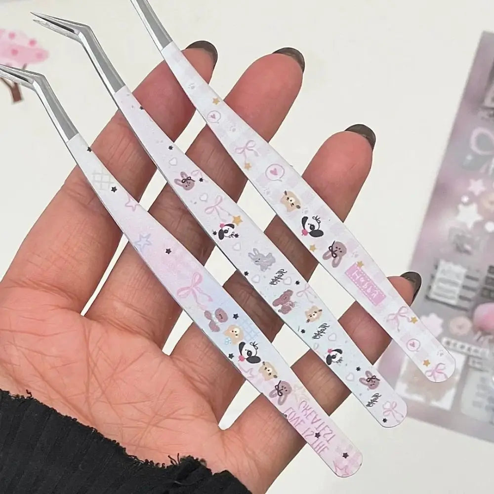 Curved Lash Extension Tweezers | Stainless Steel Cartoon Design Lash Extension Tweezer QXL