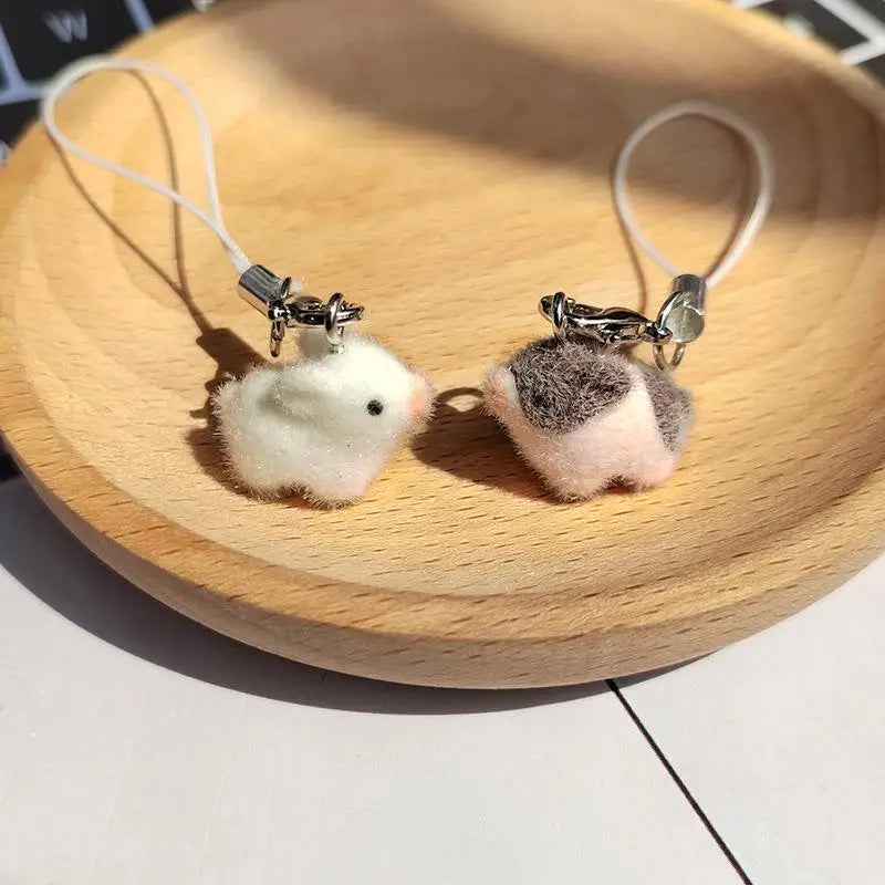 Cute Flocked Mini Pig Keychain | Resin Animal Bag Charm Gift Animal Charm Keychain QXL
