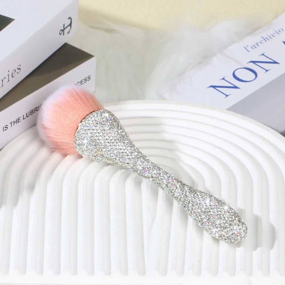 Fluffy Powder Brush | Soft Bristles & Diamond Rhinestone Handle Loose Powder Brush QXL