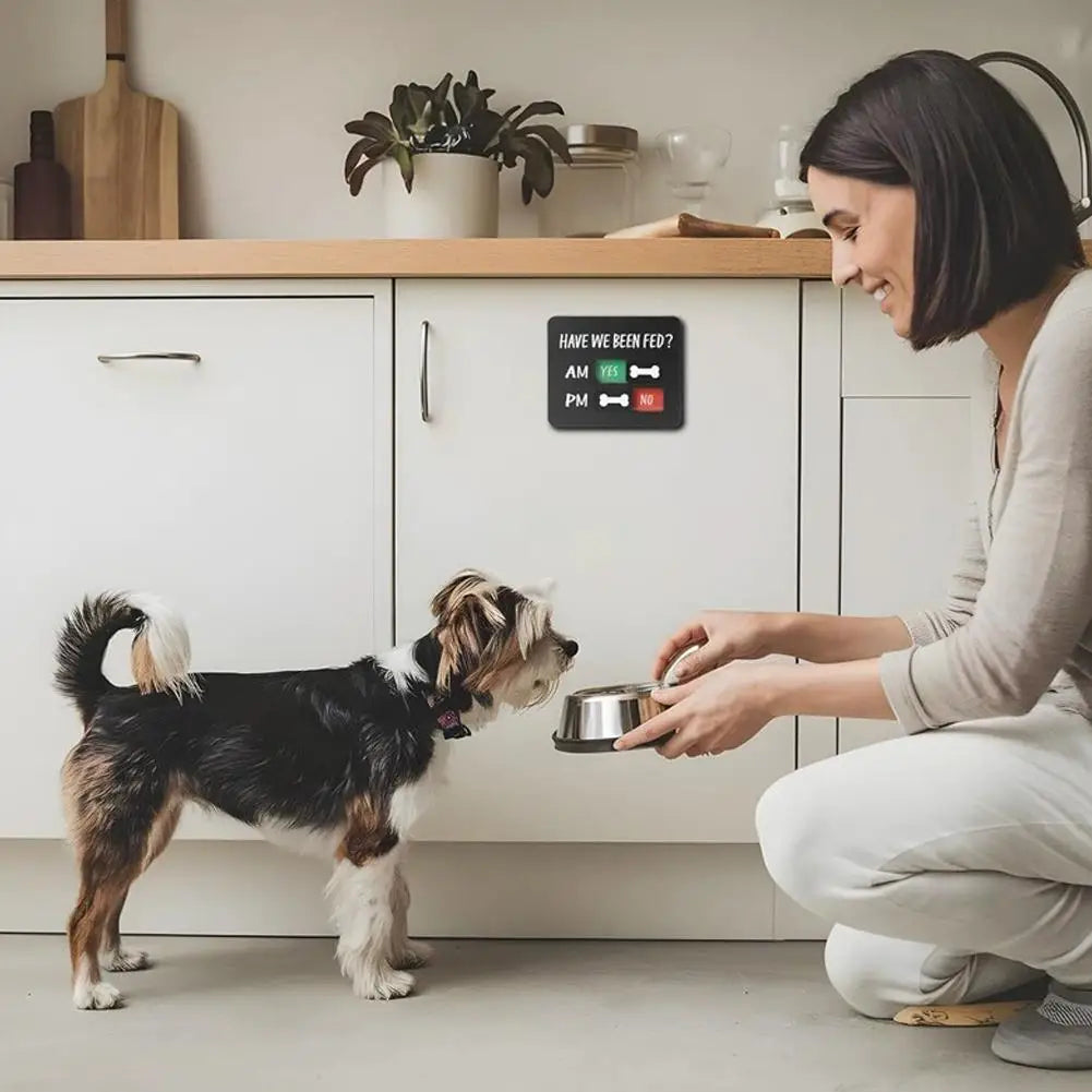 Pet Feeding Reminder Sign | AM/PM Slider Fridge Magnet Pet Feeding Reminder QXL