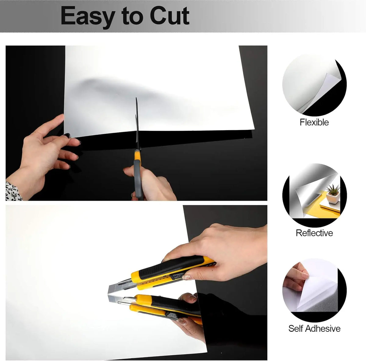 8-Pack Self-Adhesive Acrylic Mirror Tiles 30x30cm Frameless Acrylic Mirror Tiles QXL