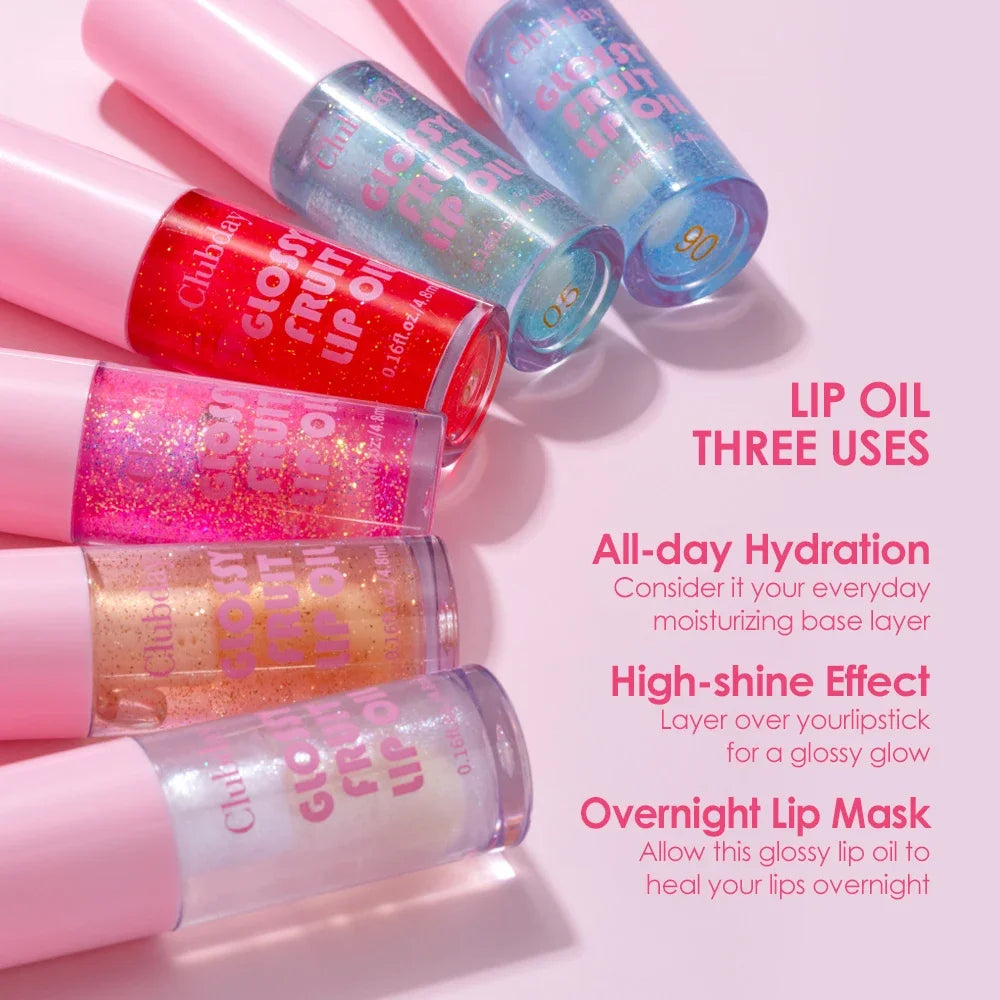 Clubday 6-Color Shimmer Lip Oil | Hydrating Fruit Gloss Shimmer Lip Oil QXL