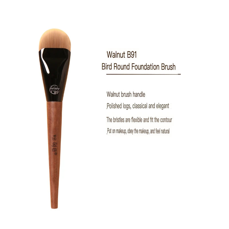 Painter's Walnut B91 Flat Round Foundation Brush | Pro Makeup Foundation Makeup Brush QXL