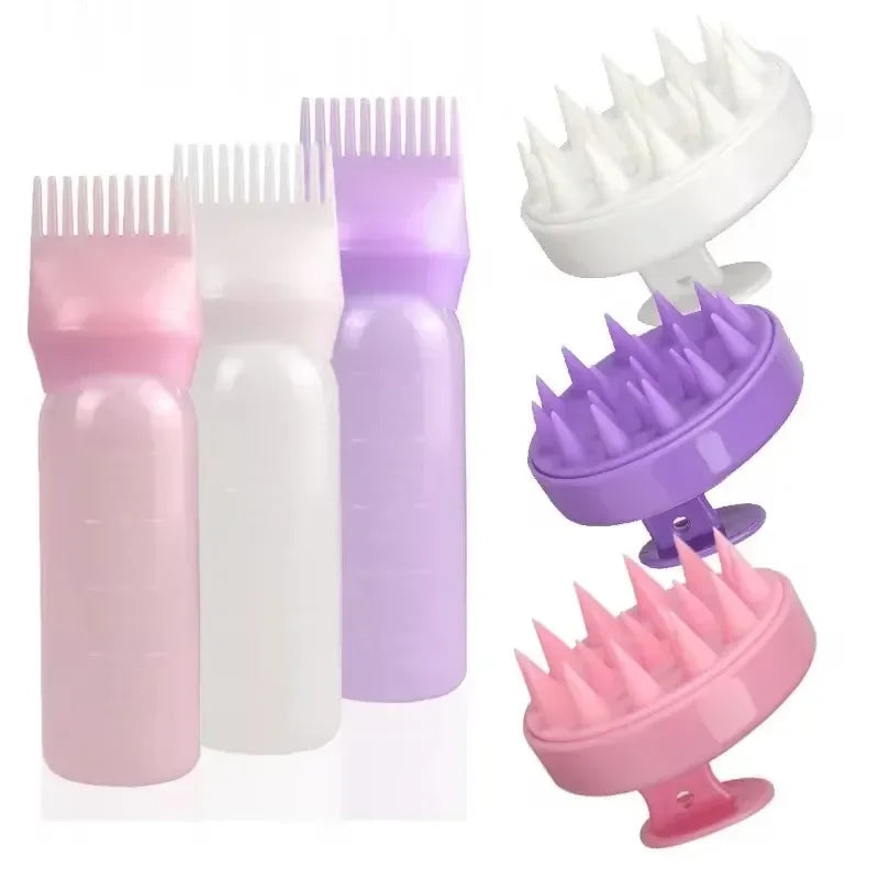 Silicone Scalp Massage Brush & Hair Dye Applicator Bottle Hair Dye Applicator QXL