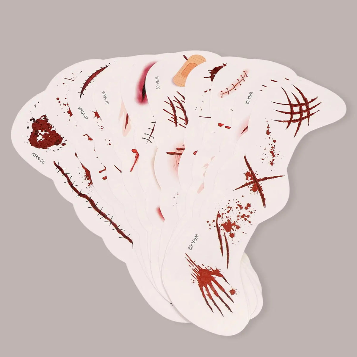 10-Pack Halloween Scar Temporary Face Tattoo Stickers | Cosplay Temporary Tattoo Stickers QXL