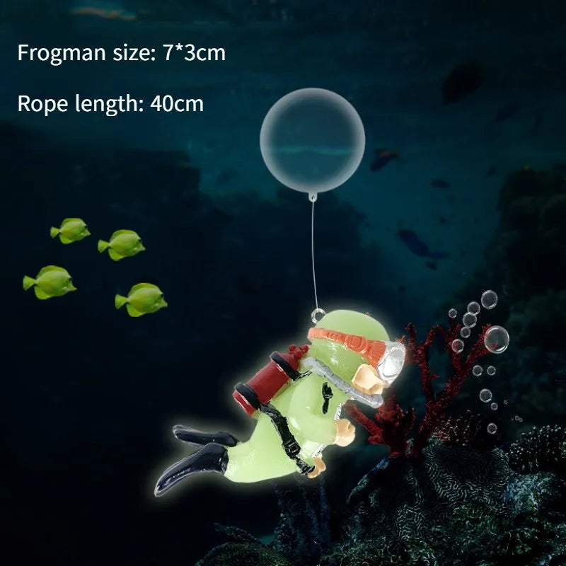 Luminous Mini Diver Figure | Aquarium Fish Tank Decoration Aquarium Ornament QXL Luminous-green