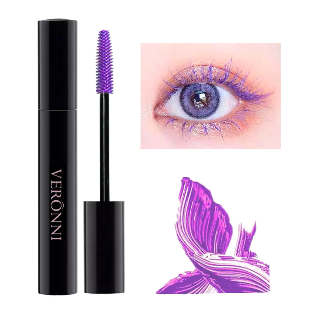 VERONNI 4D Silk Fiber Waterproof Color Mascara – 7 Shades Color Mascara QXL Purple 07