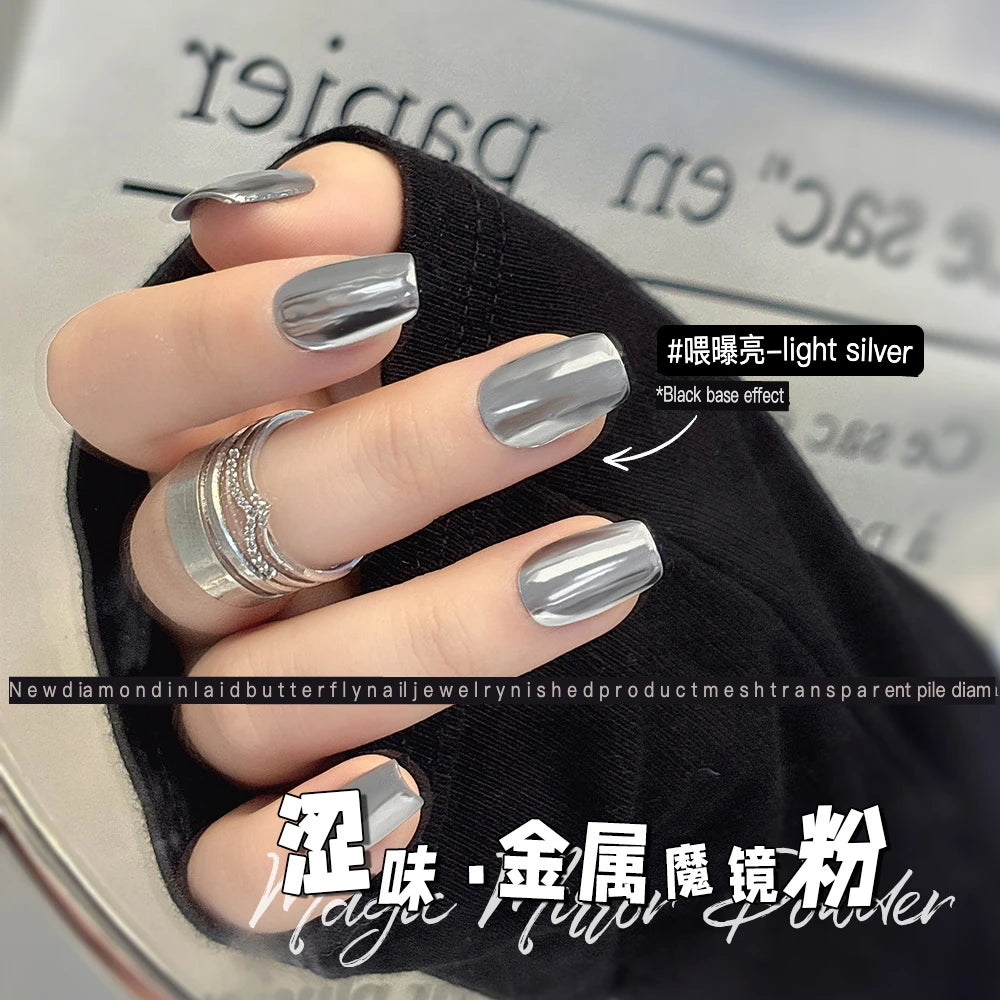Mirror Chrome Nail Powder – Pearl Glitter Dust | 4 Shades Chrome Nail Powder QXL