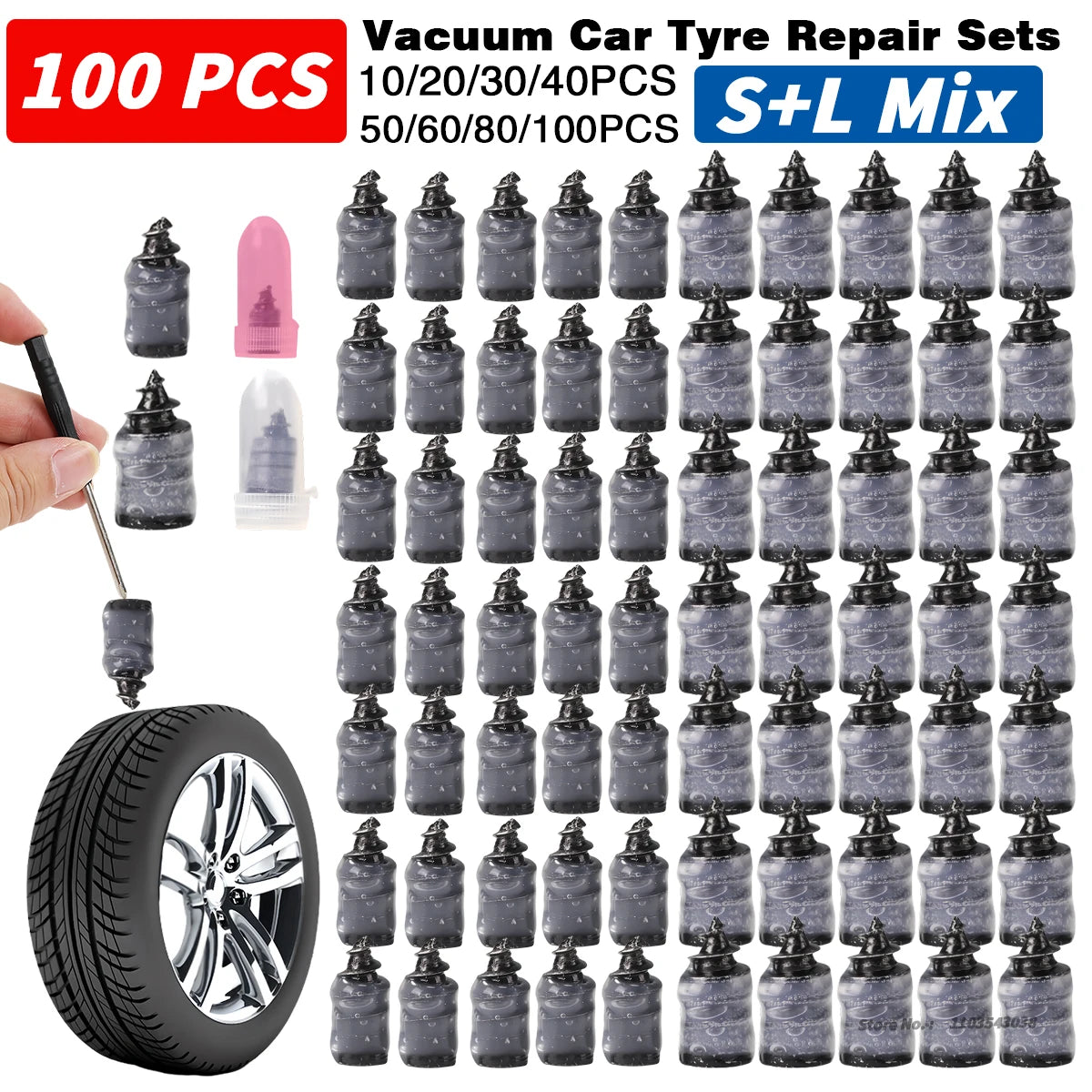 Tubeless Tyre Repair Kit – Rubber Nails for Car, Bike & Moto Tyre Repair Kit QXL