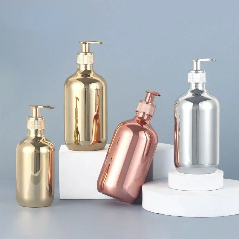 500ml Electroplating Pump Bottle | Gold Silver Rose Gold Refillable Pump Bottle QXL