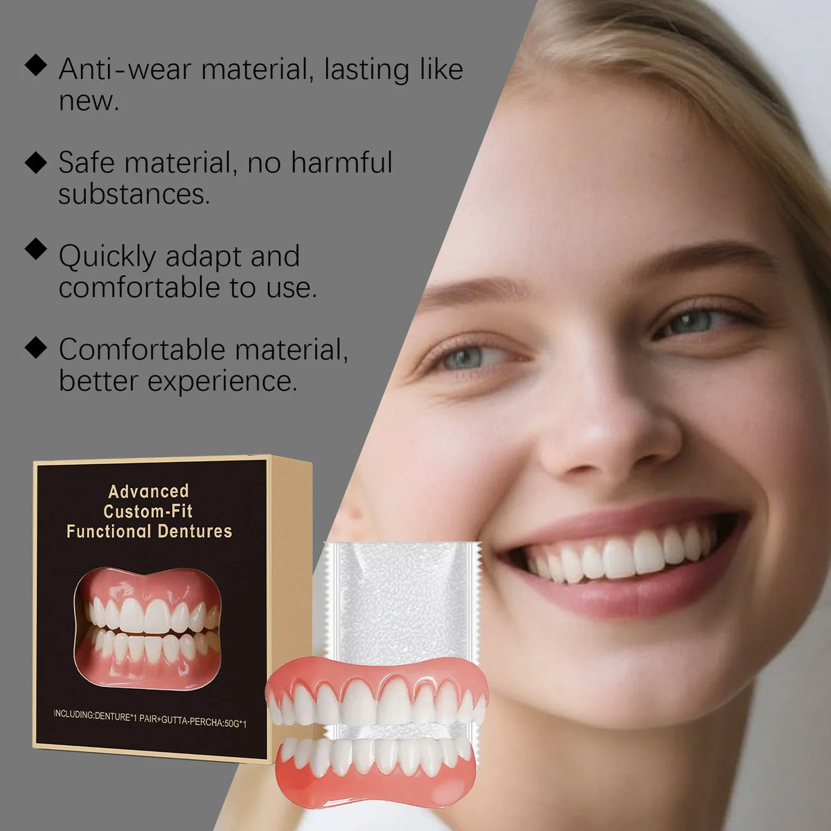 Denture Beauty Kit | Cosmetic Dental Care Set for Daily Wear Denture Care Kit QXL
