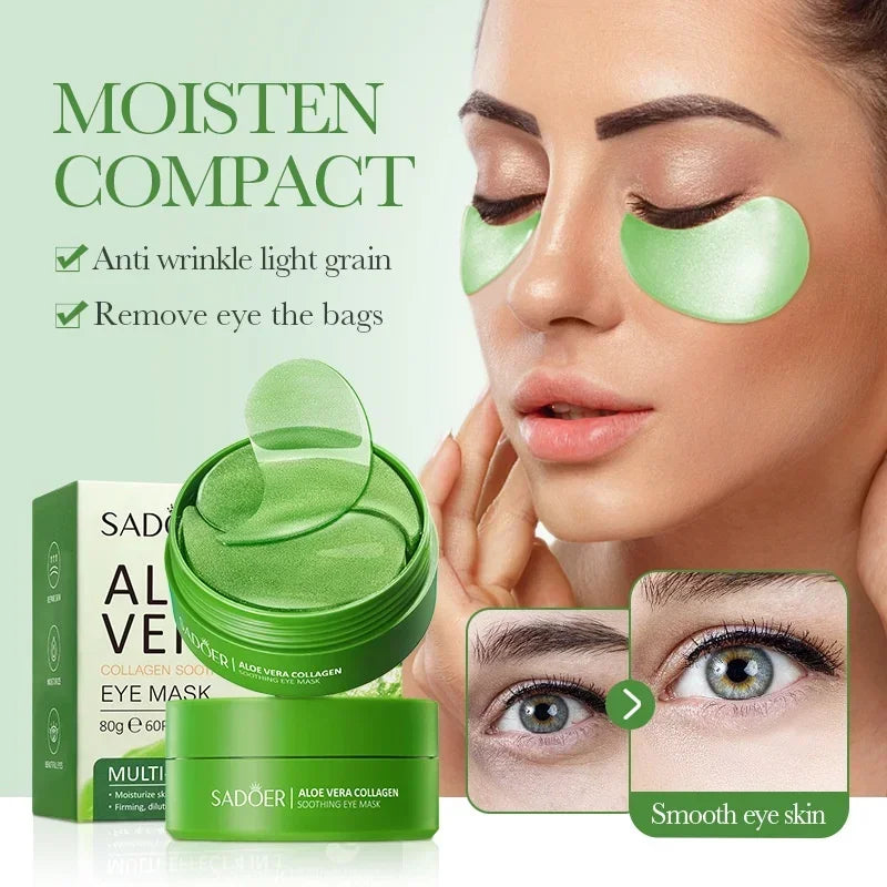 SADOER Aloe Collagen Eye Masks – 30 Pairs | Hydrating Patches Under Eye Mask QXL 60pcs 30pair