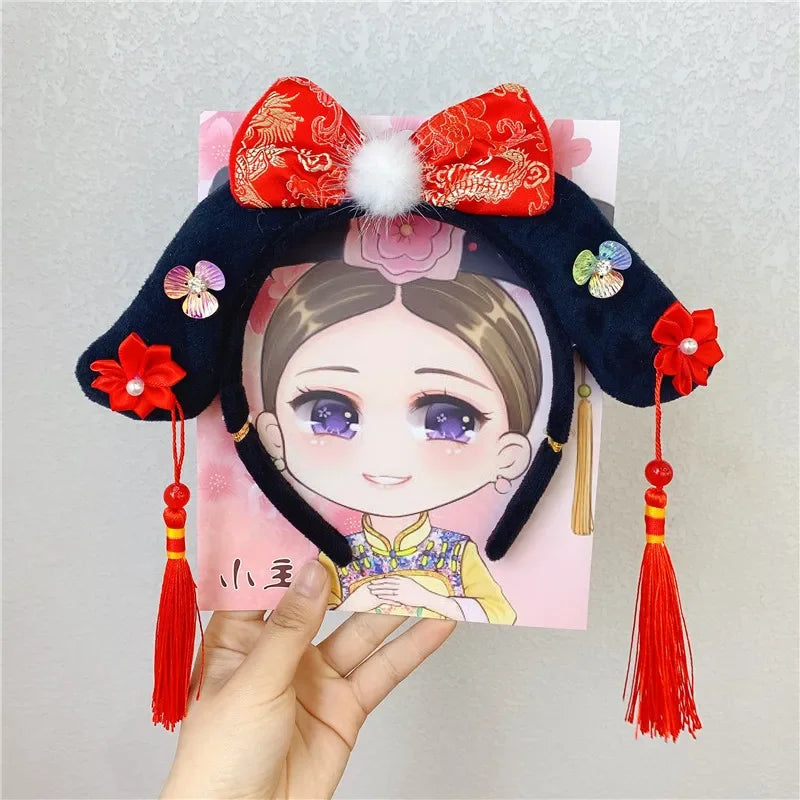 Chinese Hanfu Hair Hoop | Retro Butterfly Flower Tassel Headdress Hair Hoop Headdress QXL