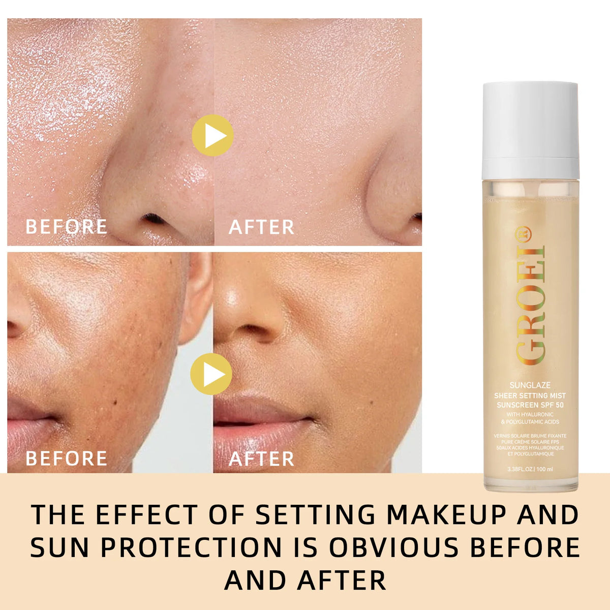 SPF 50 Sunscreen Setting Spray 100ml | Lightweight & Non-Greasy Sunscreen Setting Spray QXL