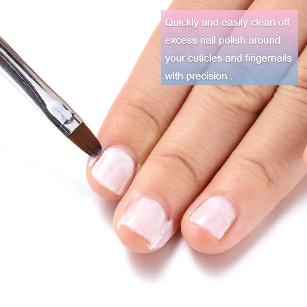 2-Pack Nail Art Clean-Up Brushes | Round & Angled Tip Nail Art Brush Set QXL