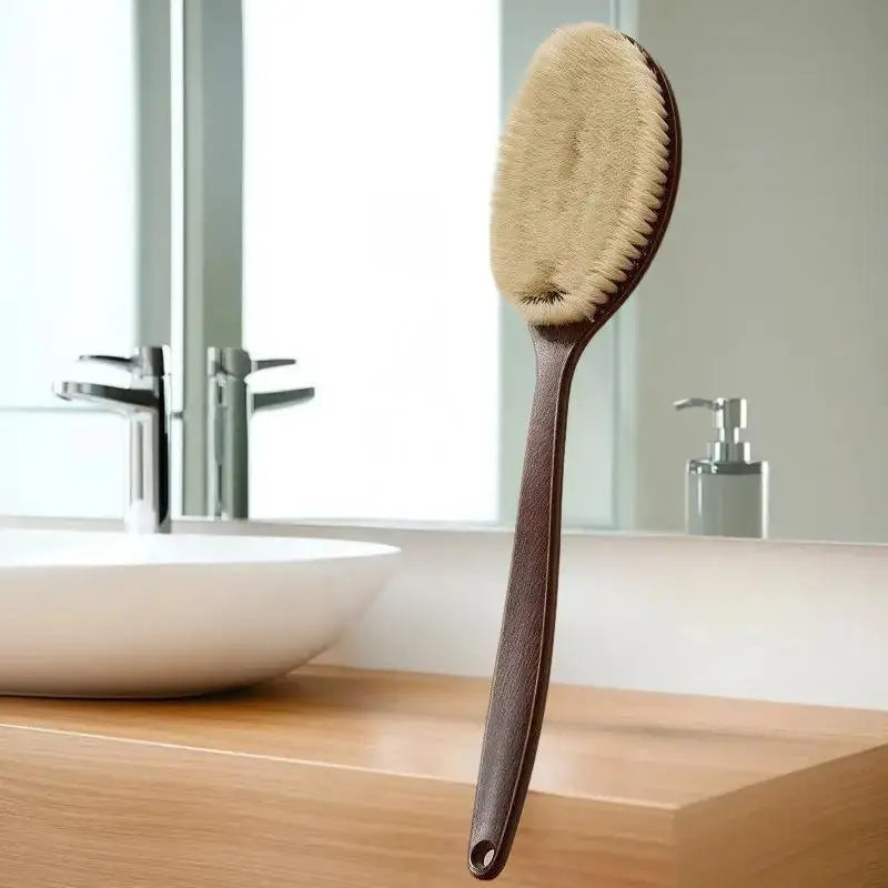 Long-Handle Bath Brush | Soft Boar Bristle Body Scrubber Bath Body Brush QXL