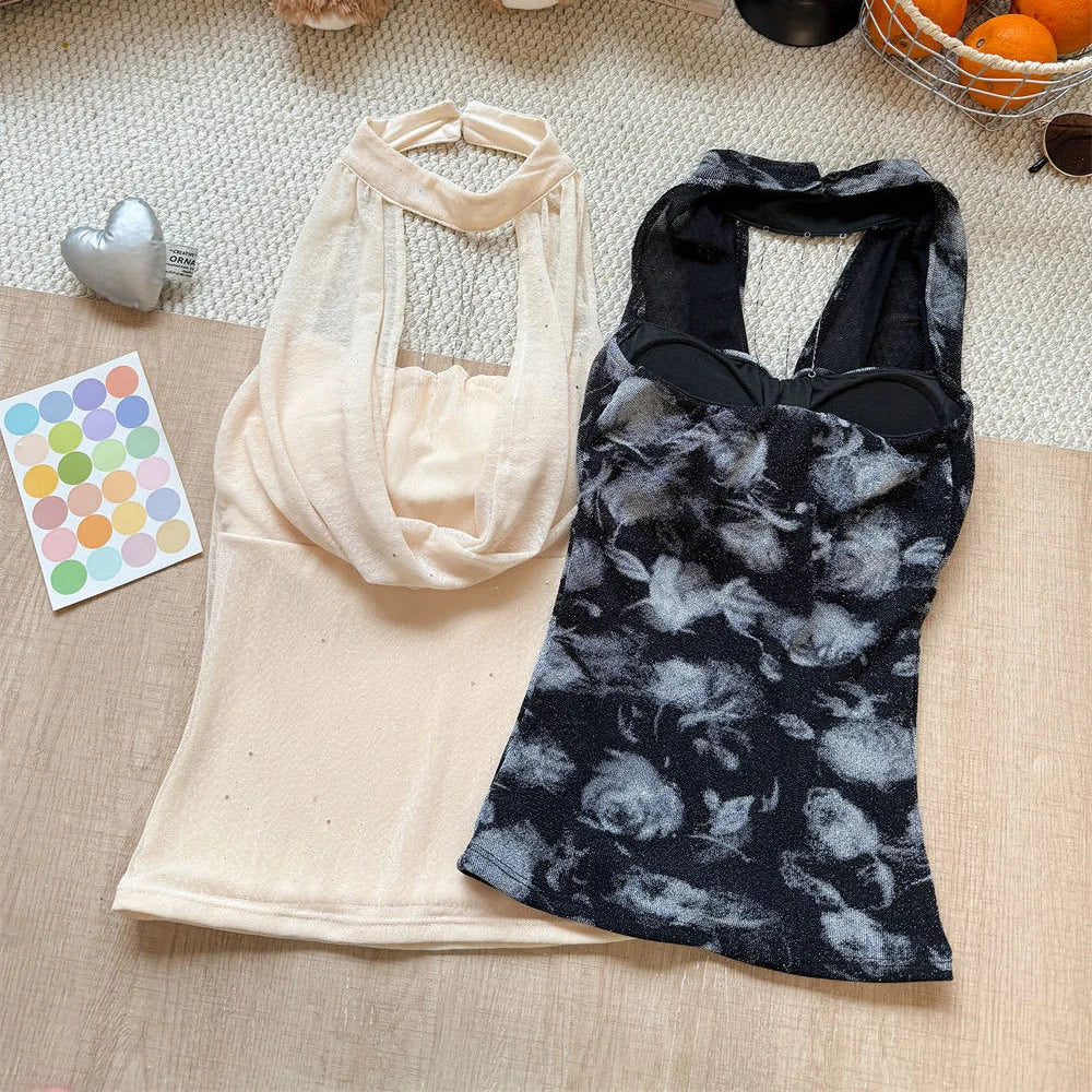 Women's Halter Cowl Neck Camisole | Ruched Sleeveless Top & Bra Halter Camisole Top QXL