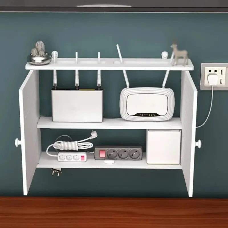 Punch-Free Wall-Mount Router Shelf & Cable Storage Box Wall Storage Shelf QXL