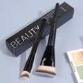 2-Pc Flat & Angle Foundation Contour Makeup Brush Set Makeup Brush Set QXL Black