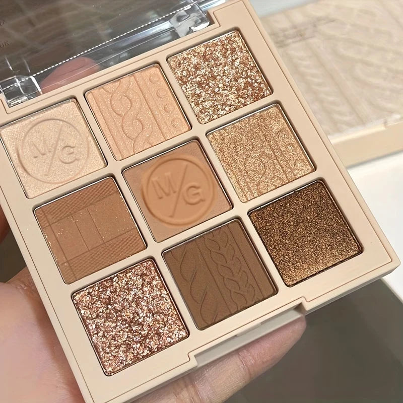 9-Color Earth Tone Eyeshadow Palette | Matte & Pearlescent Eyeshadow Palette QXL