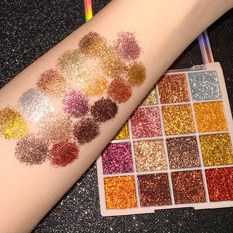 16-Color Glitter Shimmer Eyeshadow Palette | Waterproof Eyeshadow Palette QXL YYP-JCLP-16