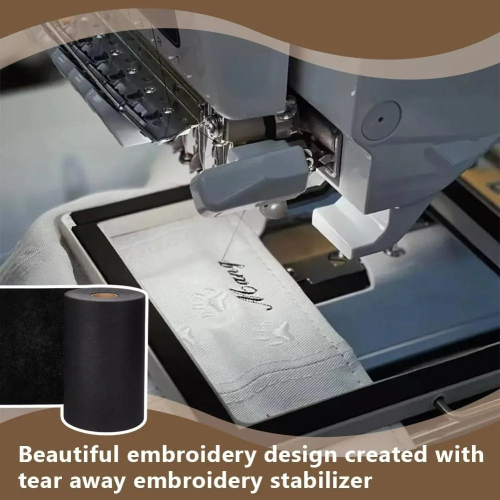 Black Cut-Away Embroidery Stabilizer Backing 7.9" x 50 Yd Roll Embroidery Stabilizer QXL