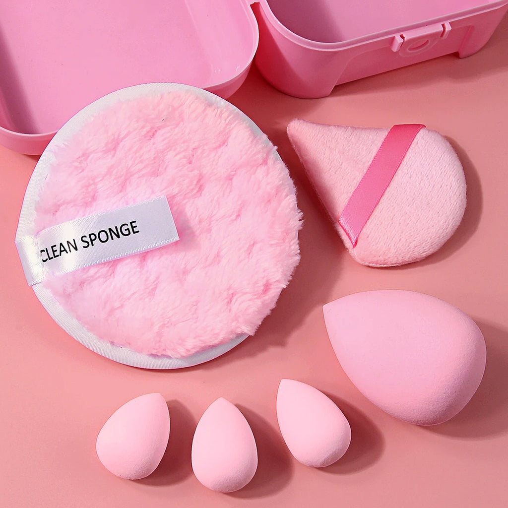 KOSSHOW 6-Pc Makeup Sponge Kit | Velour Puff & Remover Pad Makeup Sponge Kit QXL