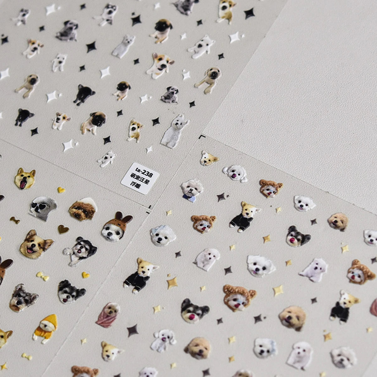 5D Kawaii Cat & Dog Nail Stickers | Embossed DIY Decals Nail Art Stickers QXL