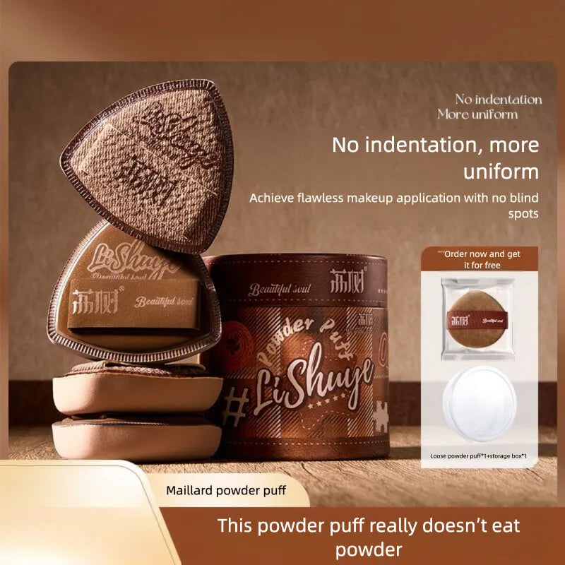 Maillard Suede Powder Puff 2-Pack | Dry & Wet Cushion Sponge Makeup Sponge Puff QXL