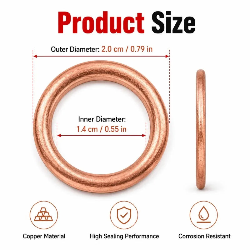 M14 Copper Oil Drain Plug Crush Washers 14x20mm | 10/20-Pack Oil Drain Washer QXL