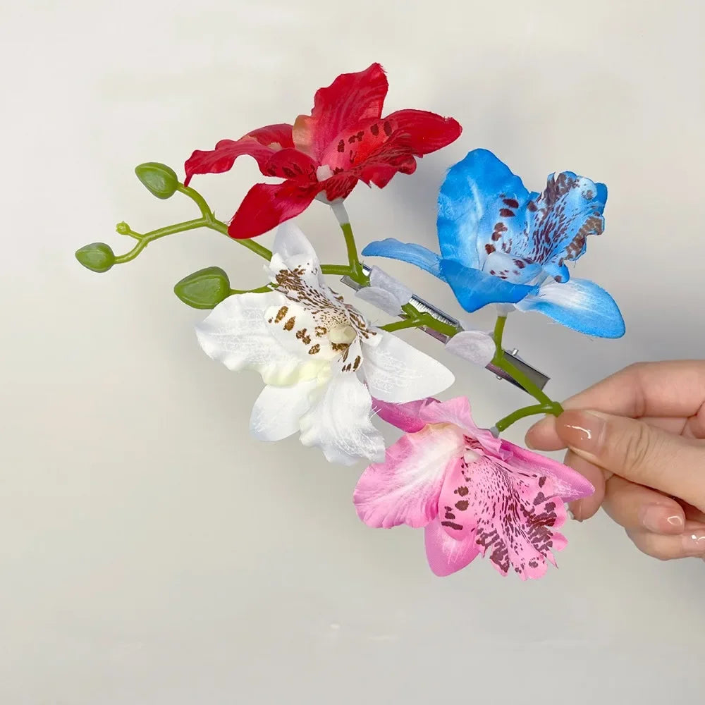 Orchid Flower Fairy Hairpin | Floral Barrette Women & Girls Floral Hair Barrette QXL Colorful 1