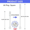 Rotating Retractable Power Strip Outlet Extender | Bedside Outlet Extender QXL UK Plug -Square