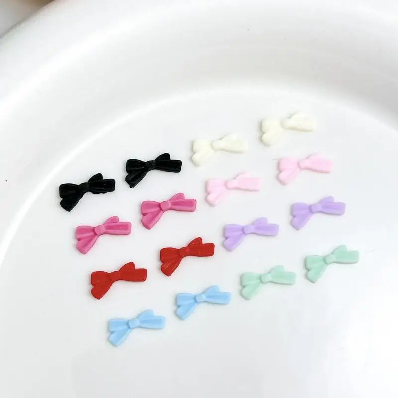 50-Pack Mini Macaron Bow Nail Art Charms | DIY Resin Decor Nail Art Charms QXL