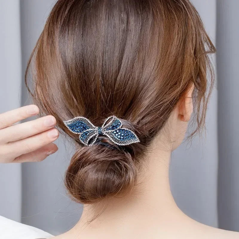 Glitter Crystal Rhinestone Ponytail Hair Clip | Wedding Barrette Rhinestone Hair Clip QXL