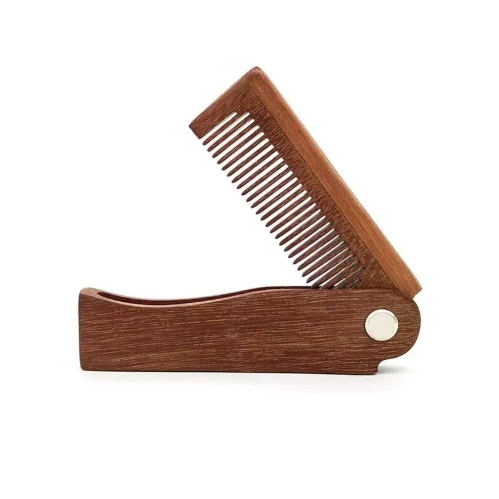 Natural Sandalwood Folding Beard & Hair Comb for Men Wooden Beard Comb QXL