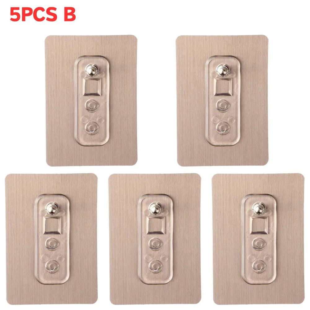 Nail-Free Adhesive Wall Hook | No-Drill Screw Sticker Hanger Adhesive Wall Hook QXL 5pcs B