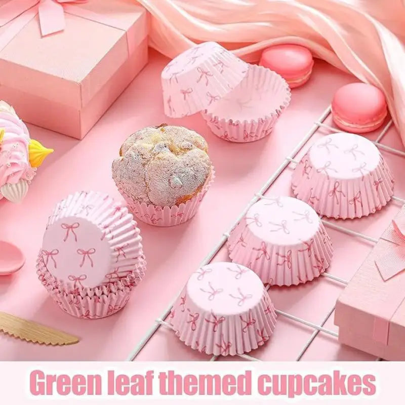 100-Pack Mini Pink Bow Cupcake Liners | Muffin Paper Cases Cupcake Paper Liners QXL