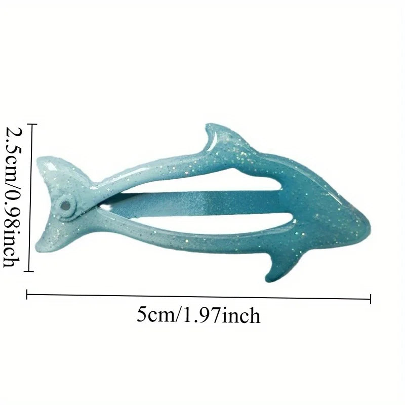 Blue Sparkle Dolphin & Bunny Hair Clips – 8-Pack Resin Resin Hair Clips QXL