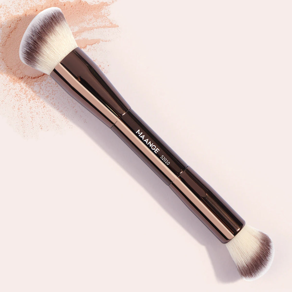 MAANGE Double-Ended Contour & Foundation Brush | Vegan Double-Ended Makeup Brush QXL Coffee