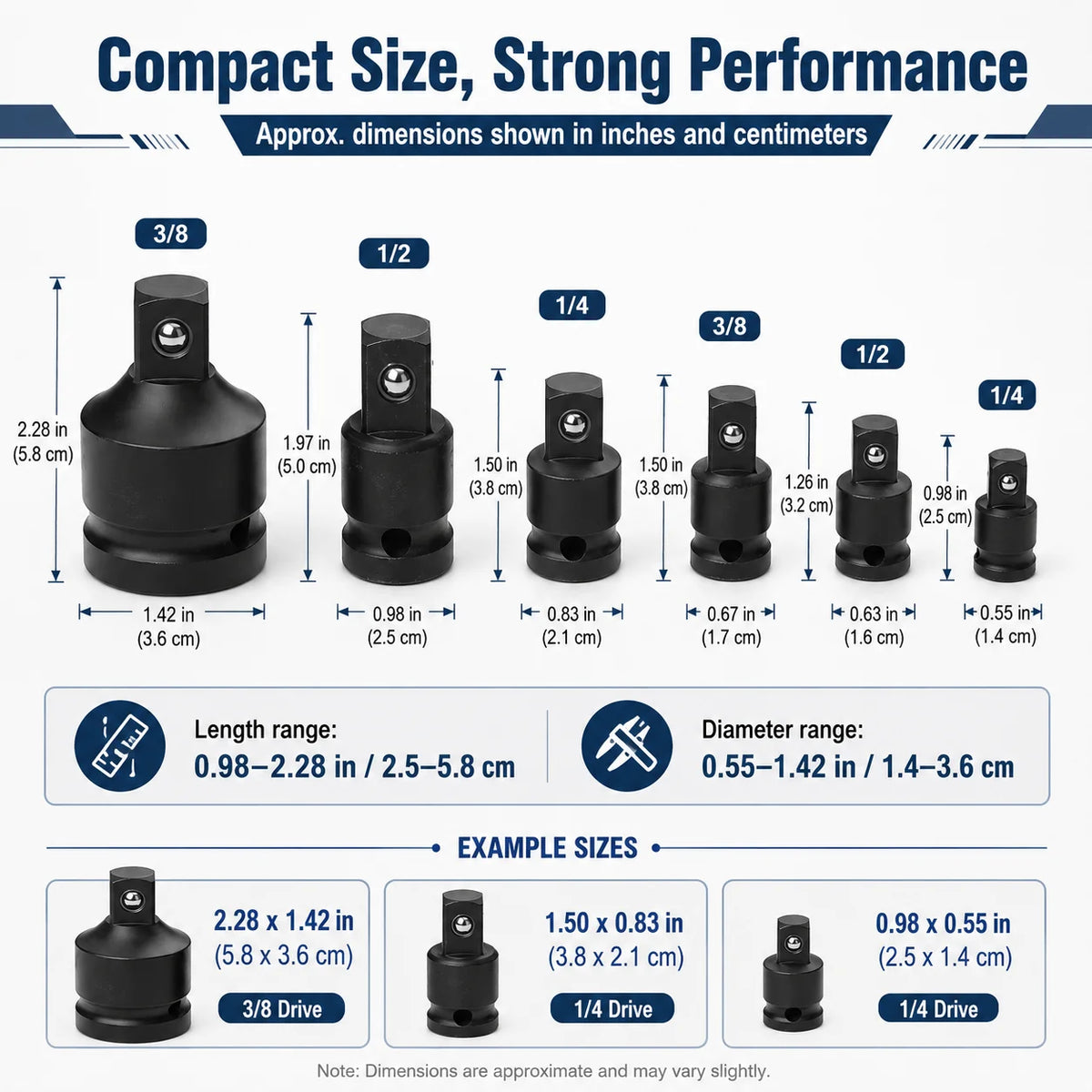 Socket Adapter Reducer Set | 1/4" 3/8" 1/2" 3/4" Drive Sizes Socket Drive Adapter QXL