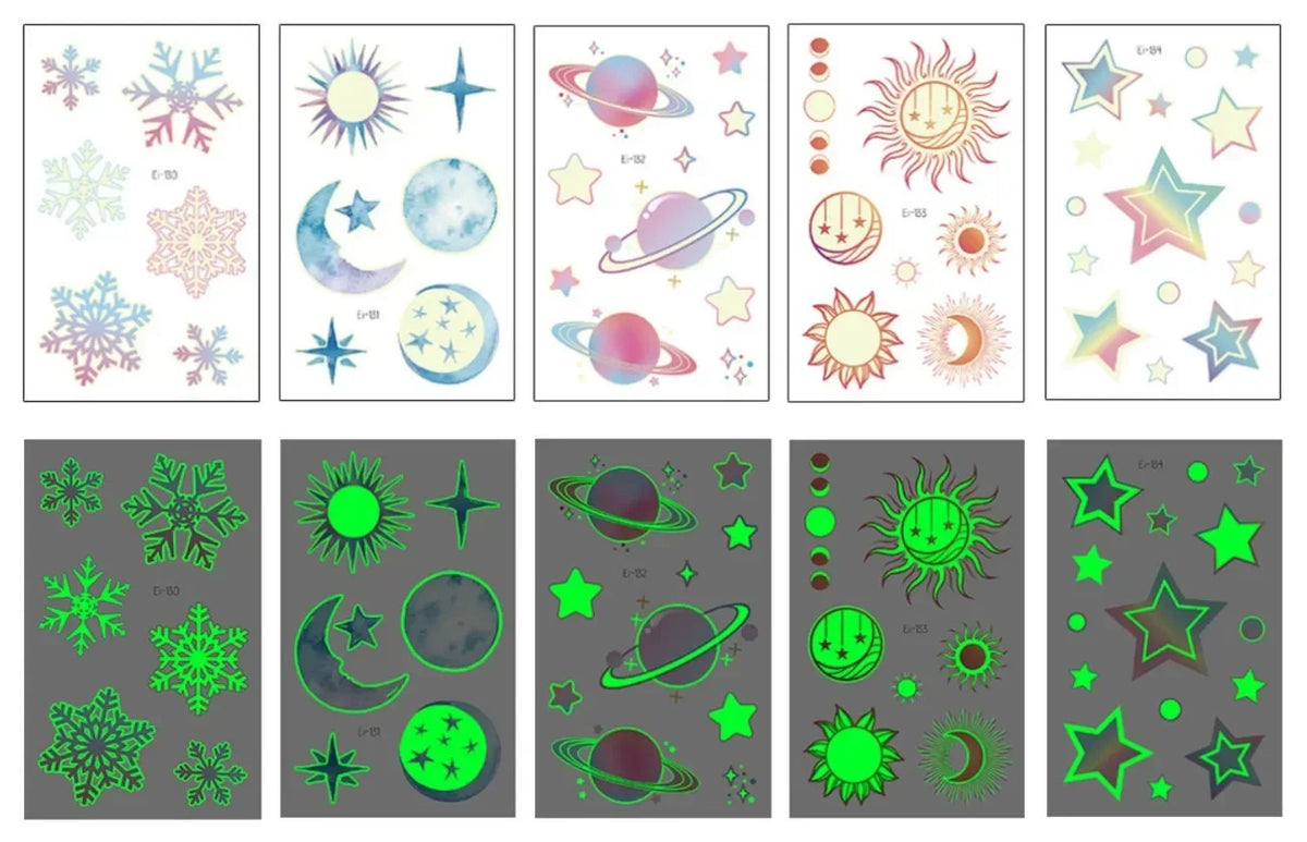 Luminous Waterproof Temporary Tattoo Stickers | Colorful Heart