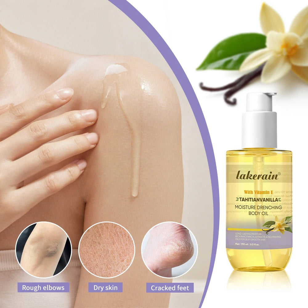 Lakerain Vanilla Body Oil | Shea Butter, Deep Moisture 192ml Moisturizing Body Oil QXL