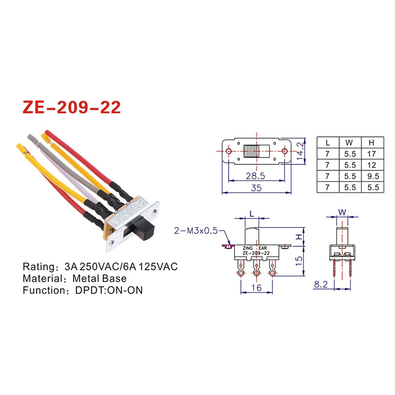 6-Pin 3-Speed Ceiling Fan Reverse Switch ZE-209-22 Replacement Ceiling Fan Switch QXL